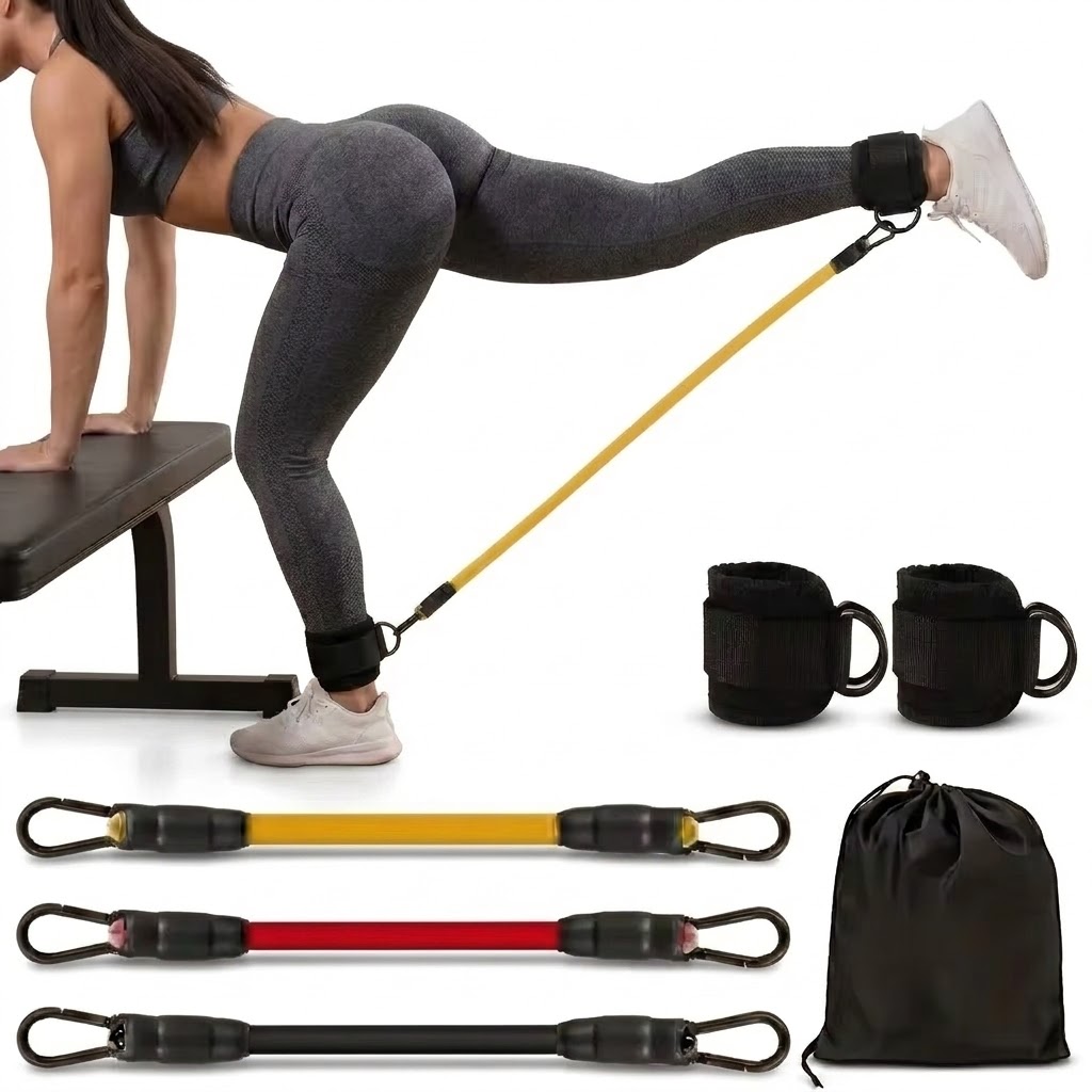 Yoga Fitness Resistance Band - 5ピースアンクルレジスタンスバンドセット、調節可能なストラップ付き、筋力トレーニング、ヨガ、フィットネス、脚、臀部、ヒップのワークアウト、筋肉の引き締めに最適